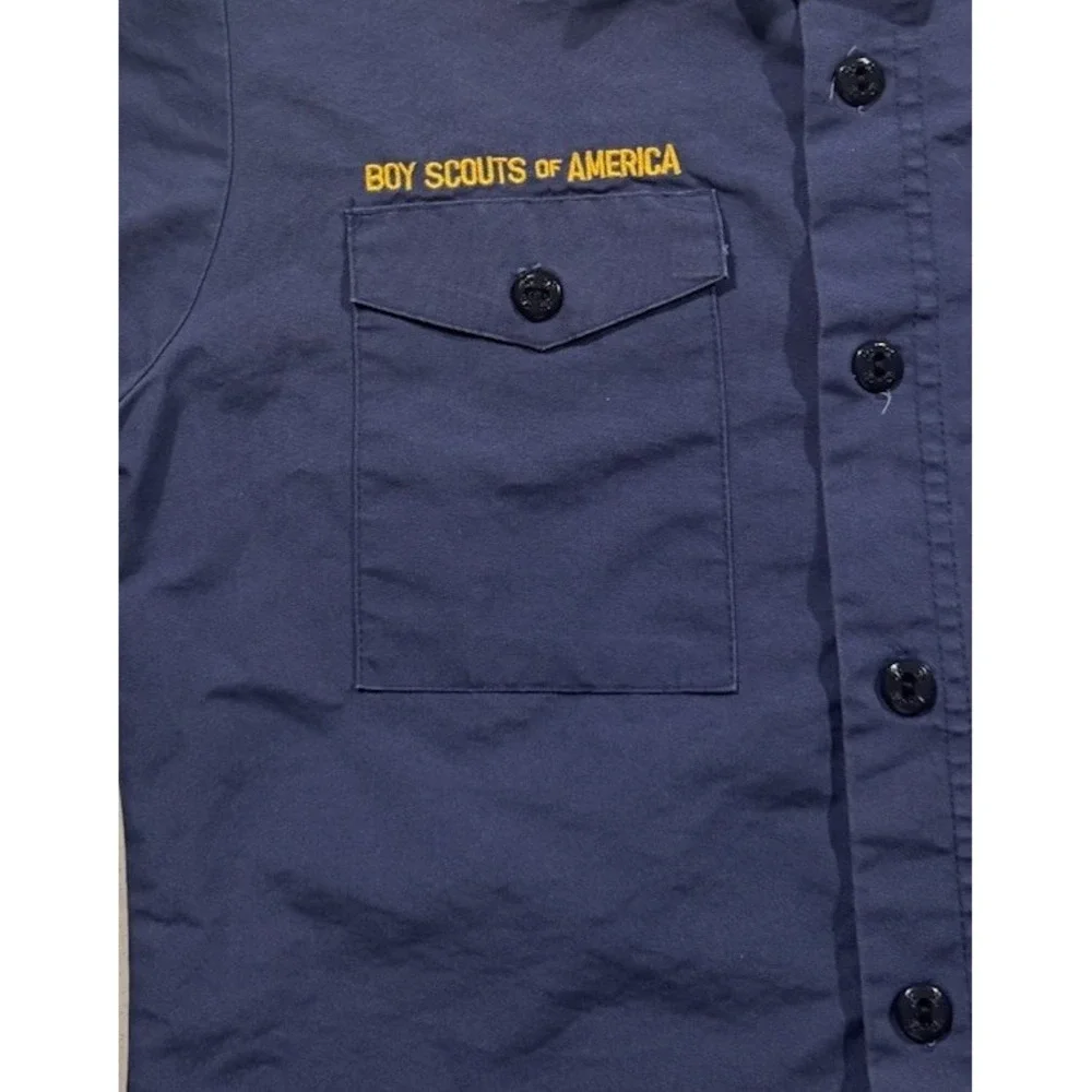 Boy Scouts of America Shirt Youth Large Blue Short Sleeve Uniform Button Up Logo